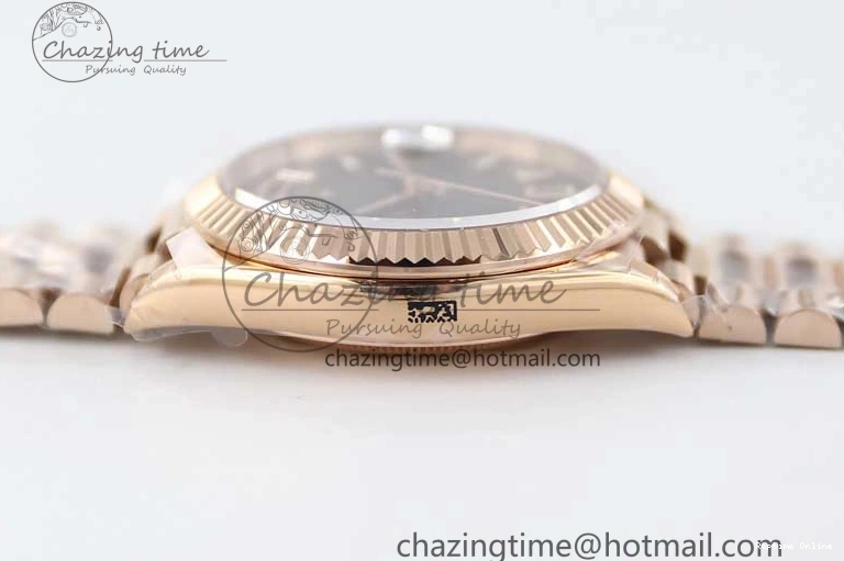 0419 Day Date 40mm RG 904L Steel TWF 1:1 Best Edition Black Crystal Dial on RG Bracelet A MoistureWicking 2349